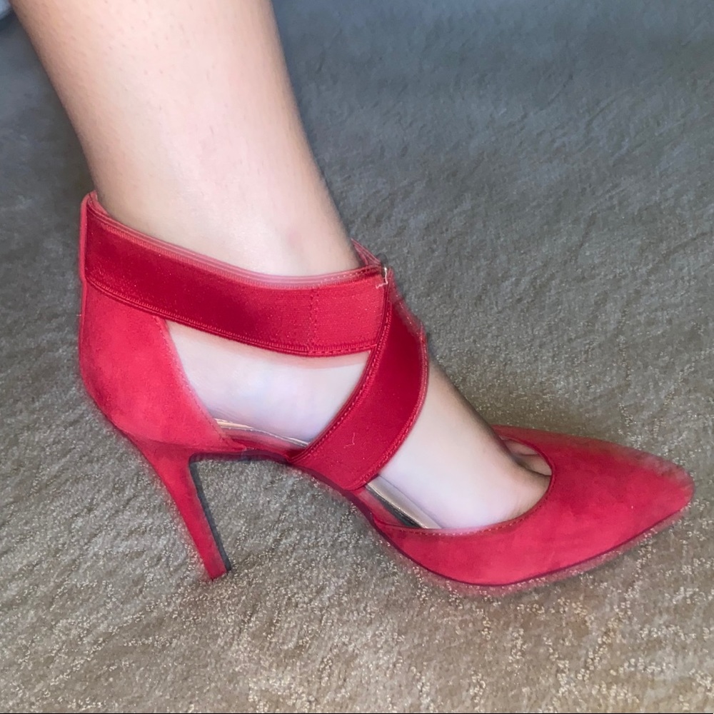 Jessica Simpson Red Elastic Strap Heels size 8.5 - Picture 9 of 10